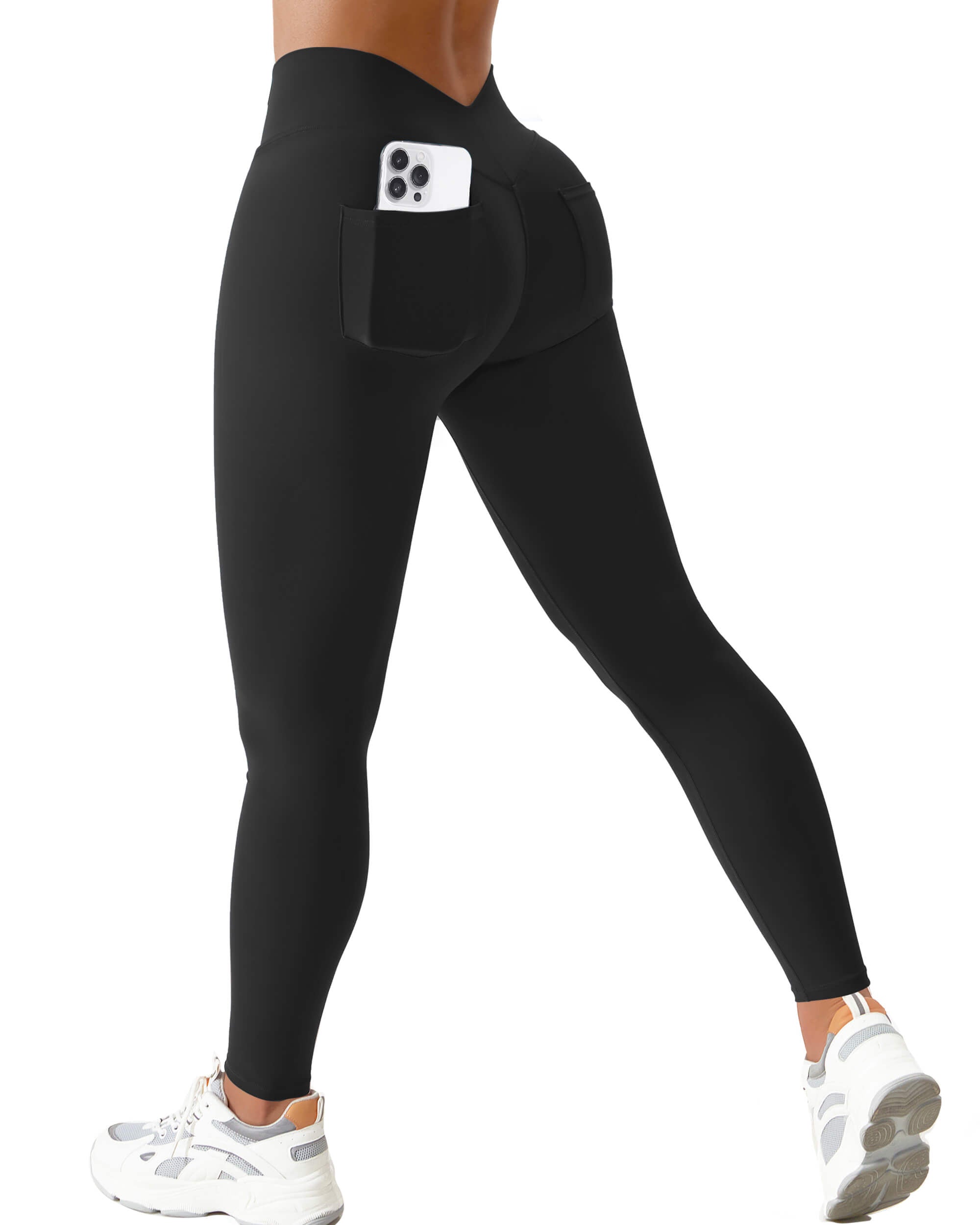 Deep V Back Butt Lifting Workout Leggings for Women Scrunch Gym Yoga L –  Sogetdo